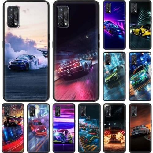 Soft Silicone Case for Realme C3 6 7 Pro 5 8 XT X50 GT C15 C11 C25 V13 5G C21 Back Phone Cover TPU Shell Sport Car Drift Coque