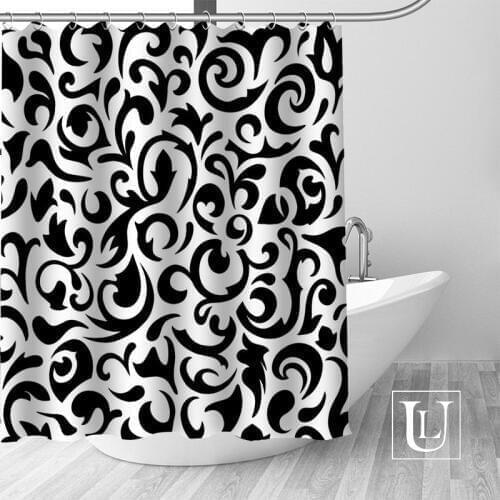 Black and White Pattern Shower Curtains Custom Design Creative Shower Curtain Bathroom Waterproof Polyester Fabric