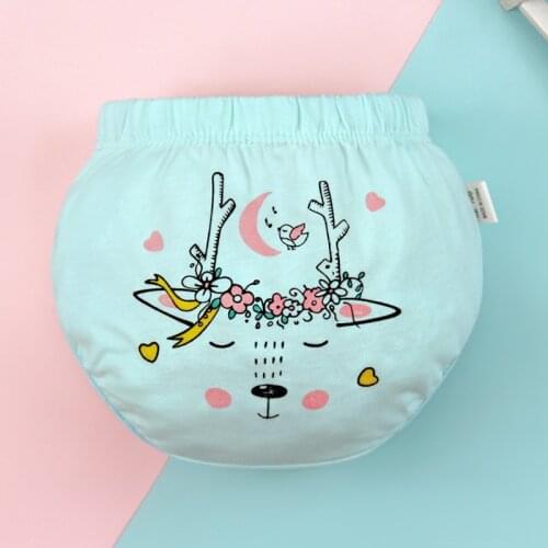 Lucky Big Cat Childrens Underwear Pure Cotton Breathable Triangle Cartoon Printing Baby Boys and Girls