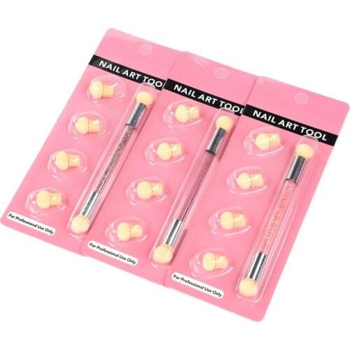 1pcs Double-ended Acrylic Nail Art Sponge Dotting Painting Gradient Pen Brush 4 Replace Head Dual Acrylic UV Gel Painting Pen