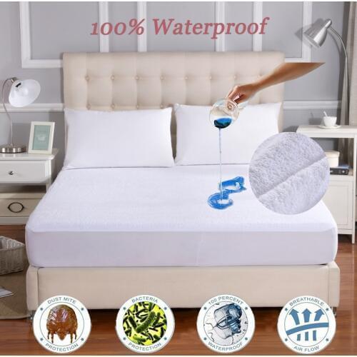 IRoyal All Size Cotton Terry Mattress Cover Elastic Bed Sheet Waterproof Bed Cover For Foam Matress Cover For Bed Protector
