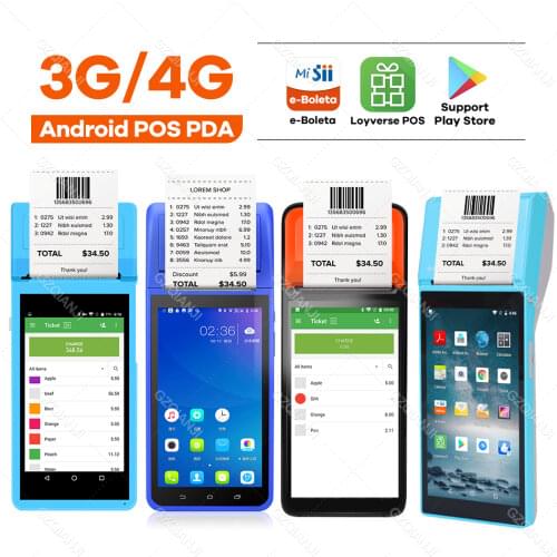 Android Handheld POS PDA Wifi 3G Terminal Wireless Receipt Printer 58mm Support Wifi NFC Scanner 1D PDA All in one