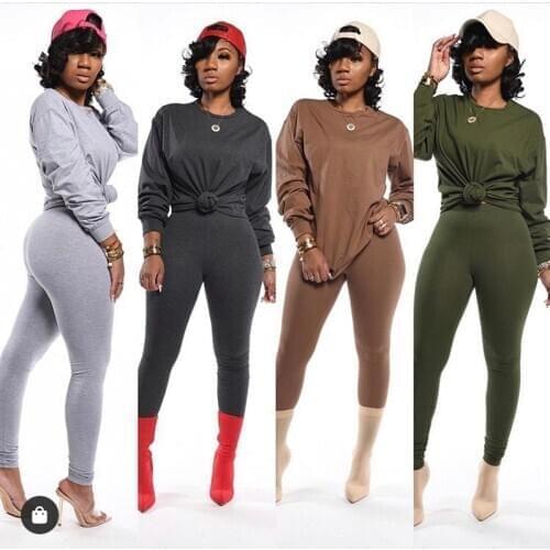 Two piece set women 2 piece set stacked leggings clothes for women outfits stacked pants tracksuit female fall clothes 2021