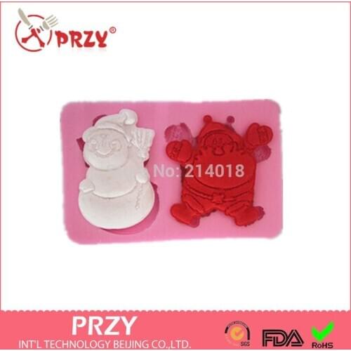 Lace Santa snowman mold Shaped silicone fondant Cake decoration mold soap mold 100% food grade raw material Jelly mold
