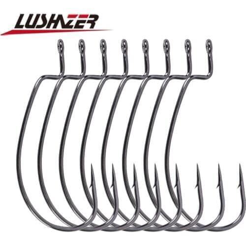 LUSHAZER carbon Steel Fishing Hooks lead jig head 6 Sizes 1# 2# 1/0# 2/0# 3/0# 4/0# anzuelos acero carbono Free Shipping