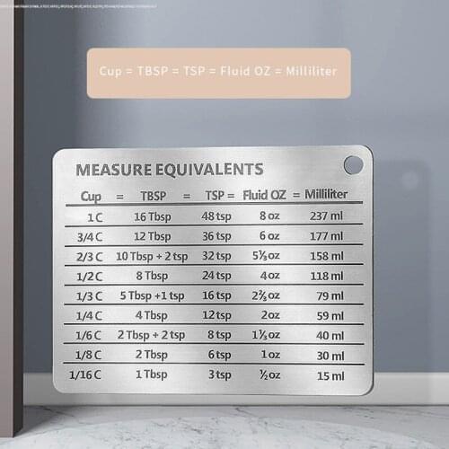 Stainless Steel Magnetic Scale Board Refrigerator Sticker Measure Table Fridge Magnet Household Measure Cup Accessory