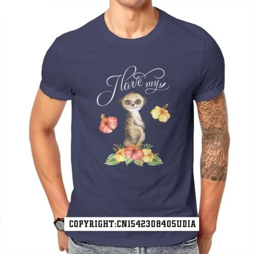 I Love My Meerkat I Watercolor Motif Mens T-Shirt Fashion Streetwear New Men Normal Tops & Tees Hip Hop Mens T Shirt Custom