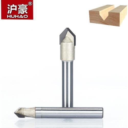 HUHAO 1pc 1/4" Shank V Type Slotting Cutter Professional Grade Router Bits For Wood V-groove Tungsten Woodworking Carving Tool