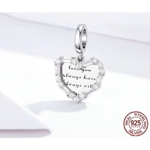 Show Heart Love Dangle Charm 925 Sterling Silver Zircon Beads Fit Original DIY Bracelet Charms For Jewelry Making