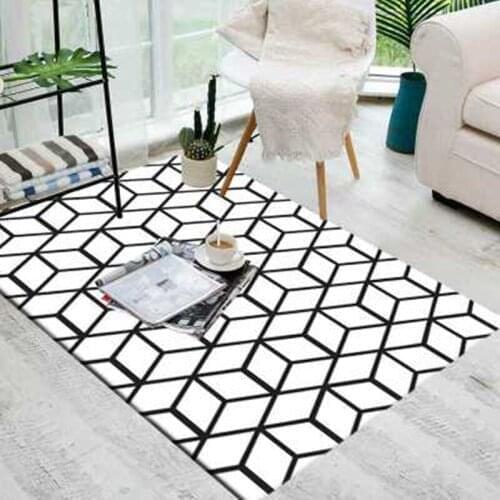 Nordic Style Rectangle Carpet 3D Stereo Geometric Black And White Pattern Bedroom Coffee Table Rugs/carpets Room Living Bedside