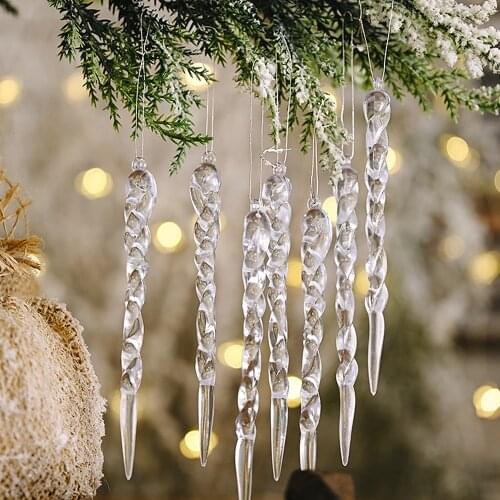 Navidad 2021 Christmas Decorations for Home Simulation Ice Xmas Tree Hanging Ornament Fake Icicle Props New Year 2022
