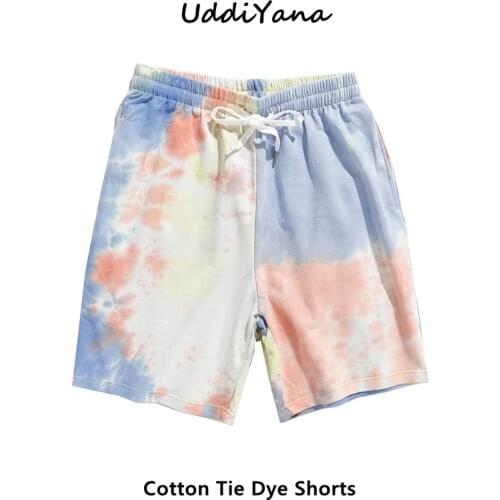 UddiYana Summer Fashion Oversized Women Shorts Men Tie Dye Beach Shorts Vintage Pants Swimwear Cotton Clothing Loose Short Homme