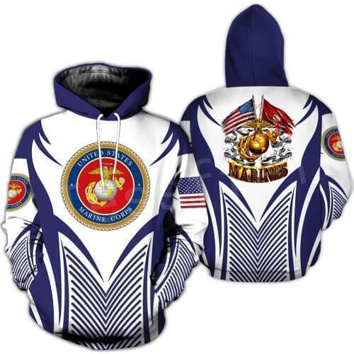 Tessffel America Marine Camo Skull Pullover Soldier Army NewFashion Harajuku 3DPrint Zip/Hoodie/Sweatshirt/Jacket/Men/Women B-14