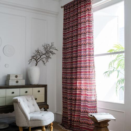 Curtains for living room vintage line cotton curtains for bedroom Bohemian stripe print curtains Window Curtain Drapes