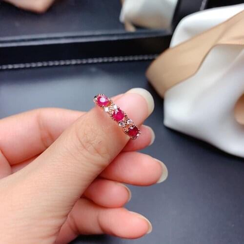 Shilovem Natural New Burning Pigeon Blood Ruby Gemstone Rings for Women Real 925 Sterling Silver new gift mj3.53.5882agh