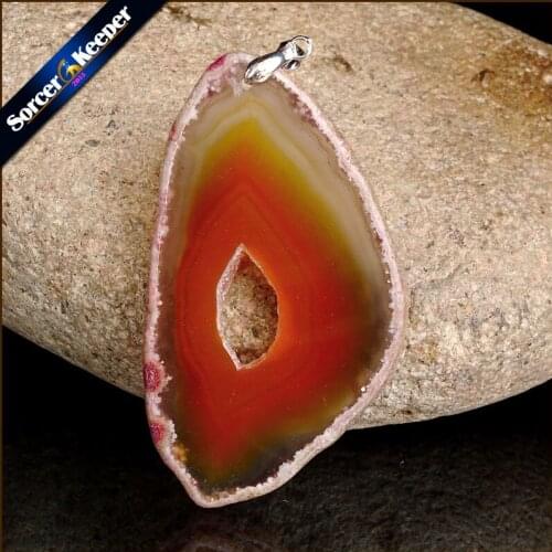 High Quality Natural Crystal Cluster Gem Stone Jewelry Polished Faceted Agates Slice Beads Pendant Necklace for Women WS190