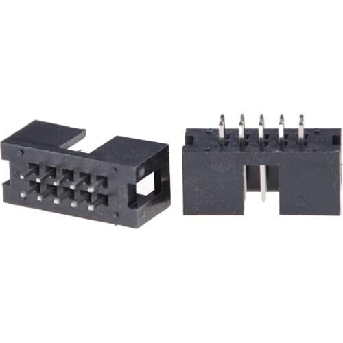 10PCS/Lot DC3 6/8/10 Pin Double Row Pitch 2.54mm Double-spaced Straight Pin Male IDC Socket Box Header Connector