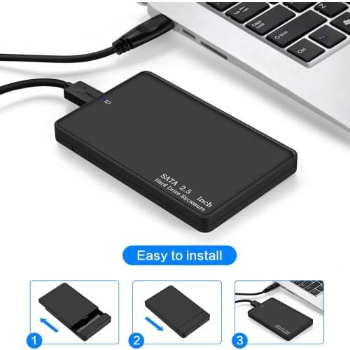 2.5 inch SATA HDD/SSD External Hard Drive Case USB 3.0 Hard Drive Enclosure Portable Tool-free High-speed Hard Disk Case