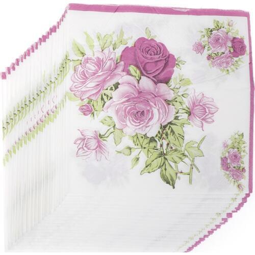 20pcs/pack/lot Rose Paper Napkin Flower Festive & Party Tissue Napkins Decoupage 33cm*33cm