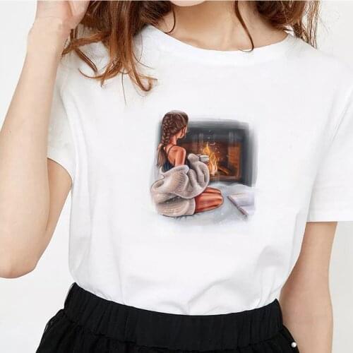 2020 Fashion Cool Girl Print Female T-shirt White Cotton Women Tshirts Summer Casual Harajuku T Shirt Plus Size Women Tops Dream