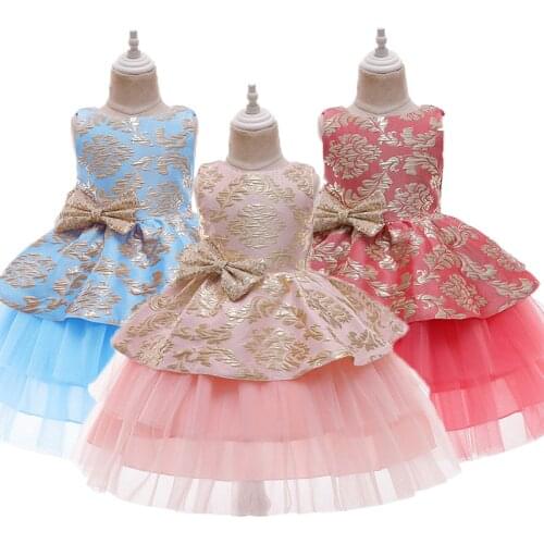 2021 Girls Summer Mesh Princess Dresses Kids Flower Cake Tutu Dress Children Wedding Birthday Party Costume Infant vestidos