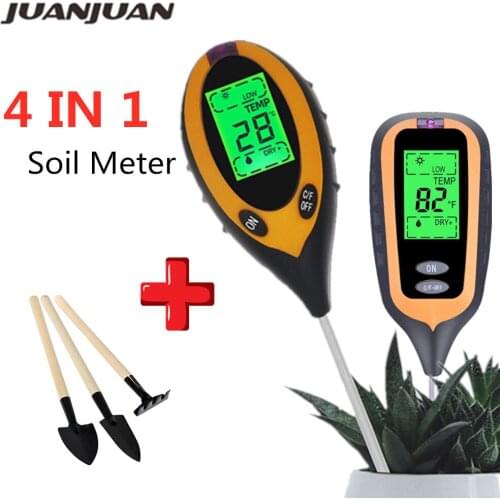 4 In 1 Soil PH Meter Soil Temperature Solar Moisture PH Meter Tester Garden Plants Flowers with Mini Gardening Tools Three-piece