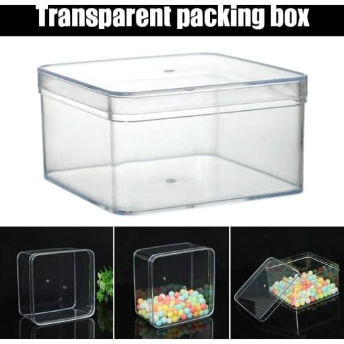 520ML Clear Plastic Box with Lid Square Organizers 10.5*10.5*5.8cm Stackable Storage Box for Gift Spices Jewelry XH8Z