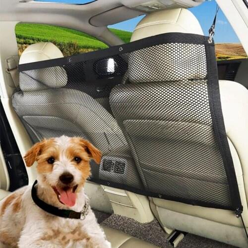 Car Pet Barrier Mesh Dog Car Safety Travel Isolation Net Vehicle Van Back Seat Barrier Guard Adjustable Safety Travel Dog Safety