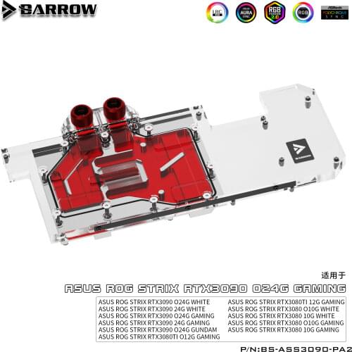 Barrow Full Cover RGB GPU Block for ASUS ROG STRIX 3090 3080 BS-ASS3090-PA