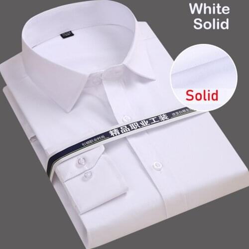 White Business Work Shirt Men Brand New Solid Color Mens Dress Shirts Casual Slim Fit Button Down Chemise Homme Camisa Masculina