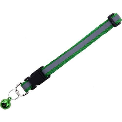 Hot Cute Dog Pet Glossy Reflective Collar Safety Buckle Bell Strap 12 Colors Adjustable Strap