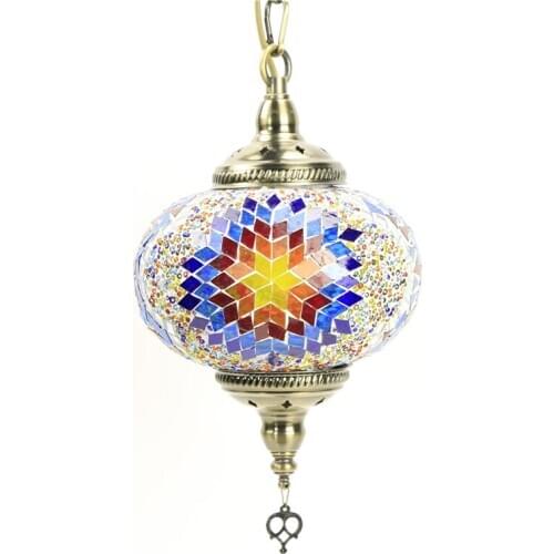 Bohemia Turkish Pendant Light Led Stained Glass Mediterranean Kitchen Bar Entrance Corridor Balcony Hanging Lamps hanging lamp