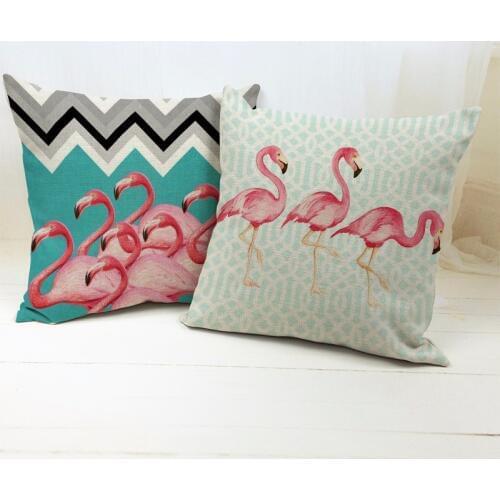 Animal Style Flamingo Cushion Cover Cotton Linen Throw Pillow Case Birds Pillow Covers Sofa Bed Home Decor Almofadas Cojines