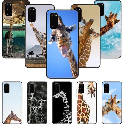 Phone Case For SamSung Galaxy S Note 10 20 7 6 9 8 Plus Edge E Ultra Lite Black Cover Bumper Trend Coque Cute Giraffe Anime