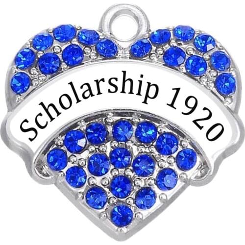 Eco-friendly Zinc Alloy Metal Silver Plated Scholarship 1920 Message Heart Charm Sorority Pendant Zeta Phi Beta ZPB Jewelry