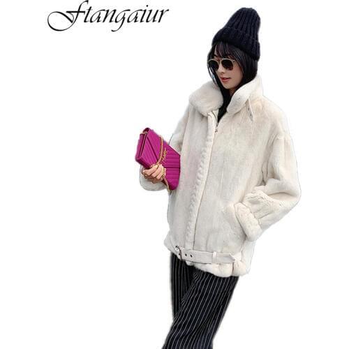 Ftangaiur White Fur Coats
