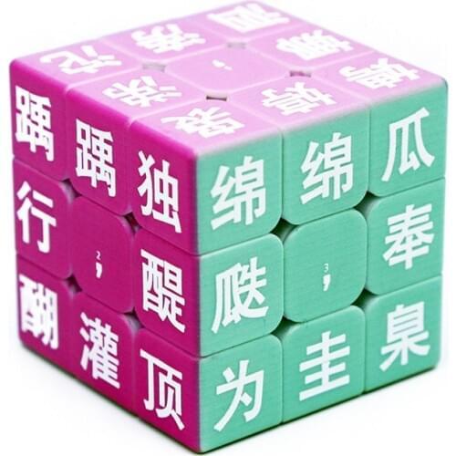 Chinese Characters UV Relief Emboss 3x3x3 56mm Speed Magic Cube Twist Puzzle Toy 3x3 Stickerless Braille Brain Teaser 3D IQ Game