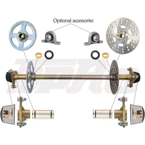 TDPRO Go Kart Rear Axle Assembly Kit Complete Wheel Hub for Mini Kids ATV QUAD Buggy 740mm 29" Kid Wheel Hub Set Assembly