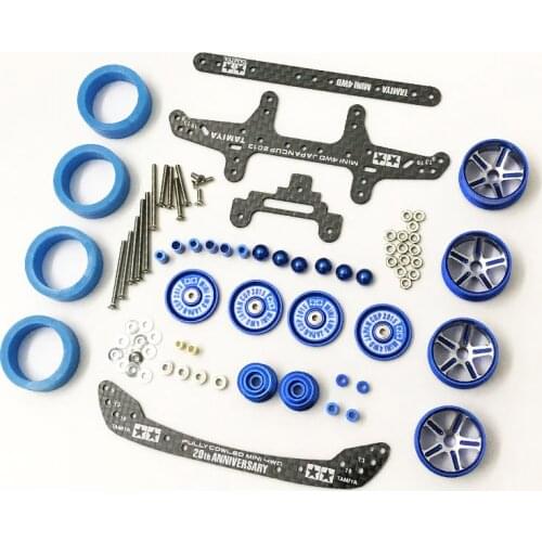 1Set Homemade Spare Parts Kit Front & Rear Plates+Guide Rollers+ Tires Wheels Kit for S1/S2 Chassis Tamiya Mini 4WD Car