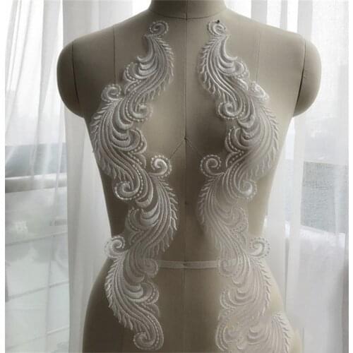 4Pieces Lace Applique Trim Ivory Lace Collar Embroidery Lace Accessories Polyester Venise Lace Sewing Trims For Wedding Dresses