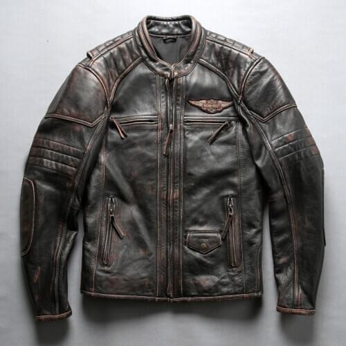 Mens Thick Soft Cow Brand Designer Vintage Genuine Leather Pilot Jacket Male Large Size Motorcycle Rider Coats
