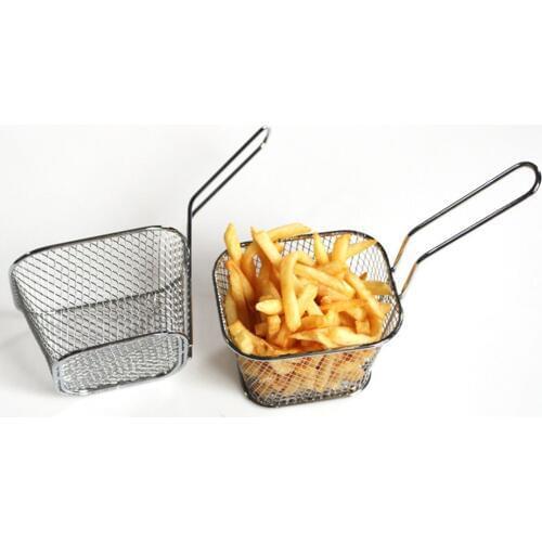 1PC Stainless Steel Metal Basket French Fries Fry Baskets Fryer Basket Mini Strainer Serving Food Presentation Kitchen Houseware