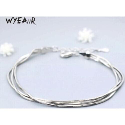 WYEAIIR Multi-layer Snake Chain Fashion Personality Literary 925 Sterling Silver Female Resizable Bracelets