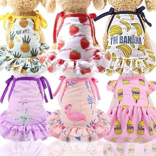 Fashion Cotton Pet Clothes Cute Fruit Pattern Dress T-shirts Lovers Suit Small Medium Cat Dog Clothes Pet Supplies Dog Dress