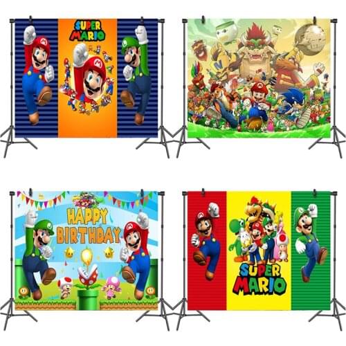 Cartoon Super Mario 3D background cloth children Mario birthday party decoration baby game theme photography background cloth