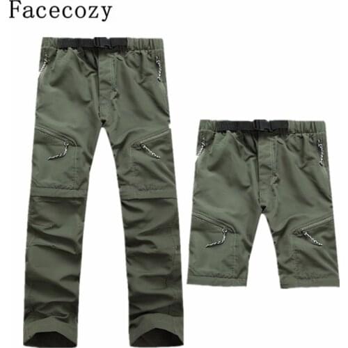 Men Quick Dry Outdoor Pants Removable Hiking&Camping Pants Male Summer Breathable Fishing Climbing Trousers for Trekking Shorts