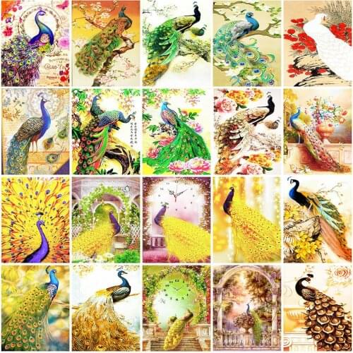 Huacan Diamond Painting Set Animal Kits 5D Diamond Mosaic Full Peacock Embroidery Sale Home Decoration