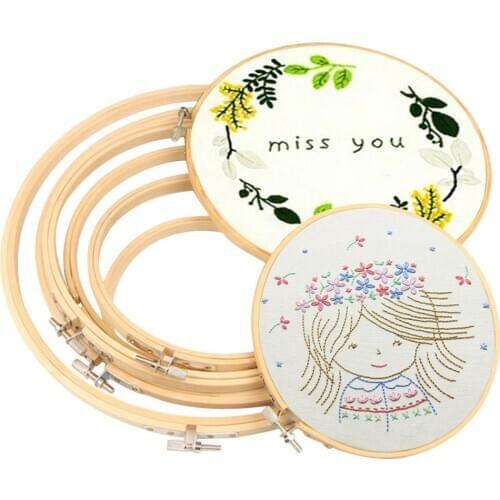 10pcs/set 10-36cm Wooden Embroidery Hoops Frame Set Bamboo Embroidery Hoop Rings for DIY Cross Stitch Needle Craft Tool