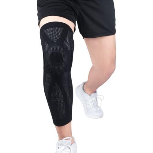 1pcs Knee Pads Solid Color Breathable Knitted Sports Lengthen knee Pads Leg Sleeve Non-slip bandage Compression Leg For Unisex