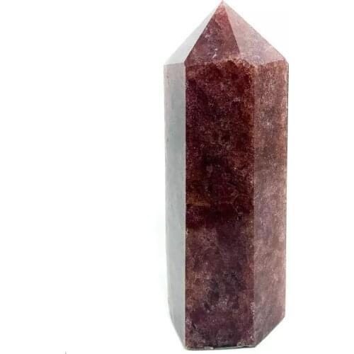 MOKAGY 1.2kg-1.5kg Raw Natural Strawberry Crystals Obelisk Large Size Stone Wand 1pc